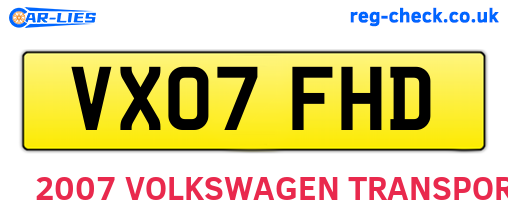 VX07FHD are the vehicle registration plates.