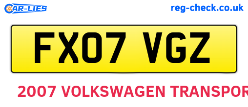 FX07VGZ are the vehicle registration plates.