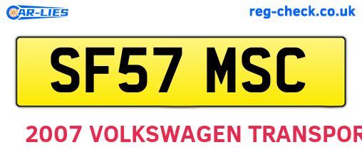SF57MSC are the vehicle registration plates.