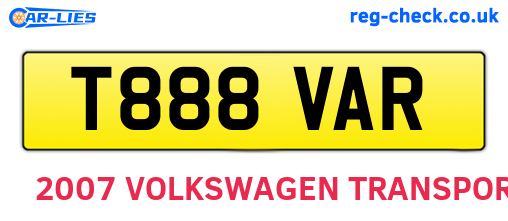 T888VAR are the vehicle registration plates.