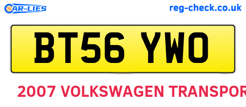 BT56YWO are the vehicle registration plates.
