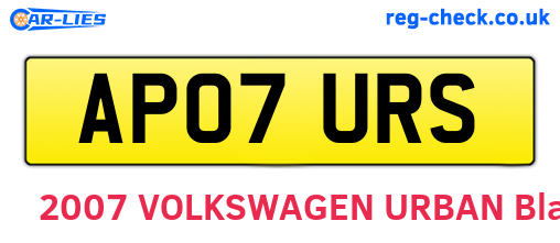 AP07URS are the vehicle registration plates.