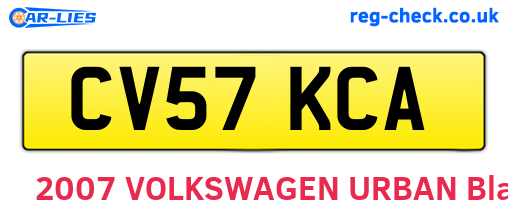 CV57KCA are the vehicle registration plates.