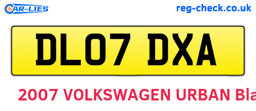 DL07DXA are the vehicle registration plates.