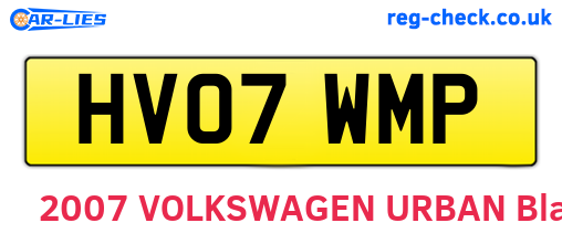 HV07WMP are the vehicle registration plates.
