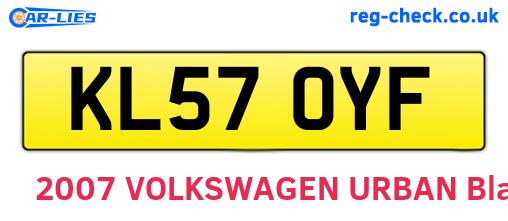 KL57OYF are the vehicle registration plates.