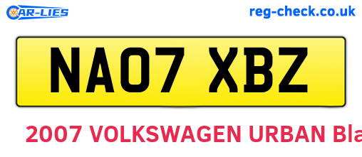 NA07XBZ are the vehicle registration plates.