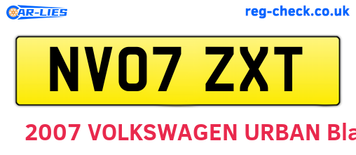 NV07ZXT are the vehicle registration plates.