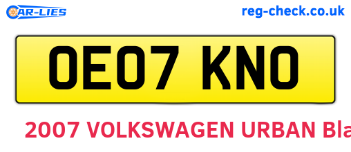 OE07KNO are the vehicle registration plates.