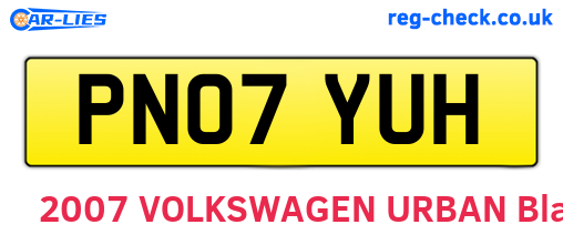 PN07YUH are the vehicle registration plates.