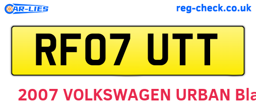 RF07UTT are the vehicle registration plates.