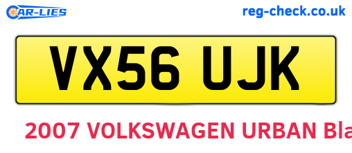VX56UJK are the vehicle registration plates.