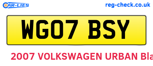 WG07BSY are the vehicle registration plates.