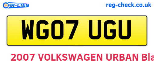 WG07UGU are the vehicle registration plates.