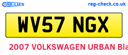 WV57NGX are the vehicle registration plates.