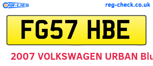 FG57HBE are the vehicle registration plates.