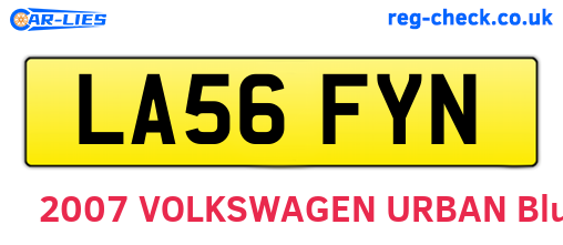 LA56FYN are the vehicle registration plates.