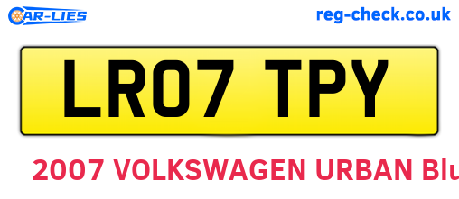 LR07TPY are the vehicle registration plates.