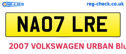NA07LRE are the vehicle registration plates.