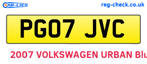 PG07JVC are the vehicle registration plates.