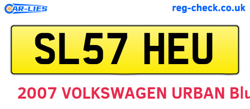 SL57HEU are the vehicle registration plates.