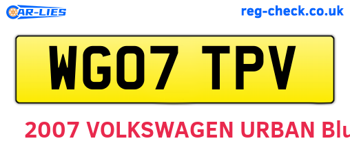 WG07TPV are the vehicle registration plates.