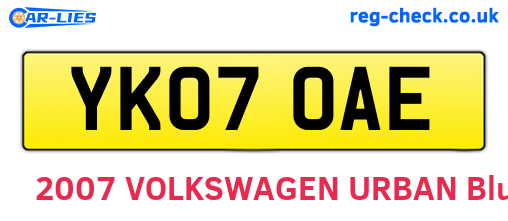 YK07OAE are the vehicle registration plates.