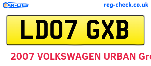 LD07GXB are the vehicle registration plates.