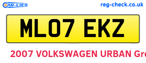 ML07EKZ are the vehicle registration plates.