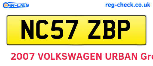 NC57ZBP are the vehicle registration plates.