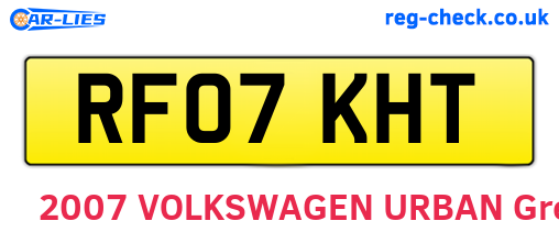 RF07KHT are the vehicle registration plates.