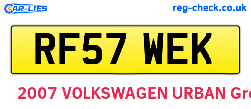 RF57WEK are the vehicle registration plates.