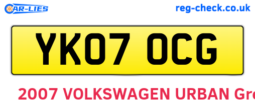 YK07OCG are the vehicle registration plates.