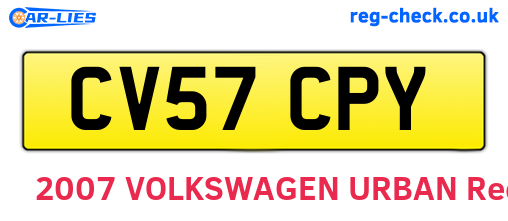 CV57CPY are the vehicle registration plates.