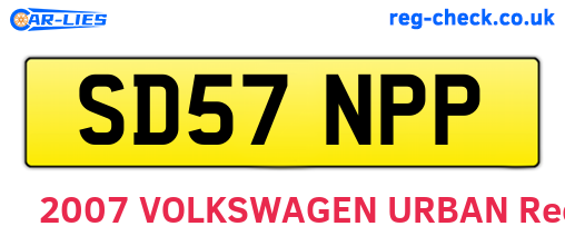 SD57NPP are the vehicle registration plates.