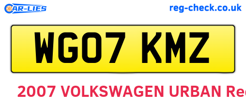 WG07KMZ are the vehicle registration plates.