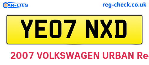 YE07NXD are the vehicle registration plates.