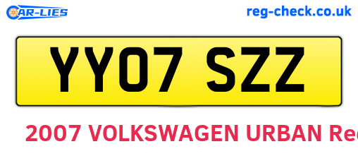 YY07SZZ are the vehicle registration plates.