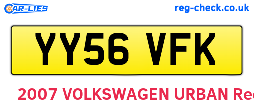 YY56VFK are the vehicle registration plates.