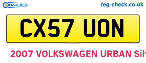 CX57UON are the vehicle registration plates.