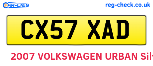 CX57XAD are the vehicle registration plates.