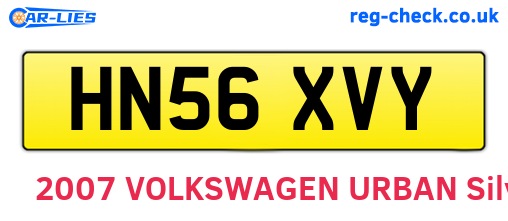 HN56XVY are the vehicle registration plates.