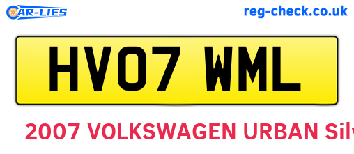HV07WML are the vehicle registration plates.