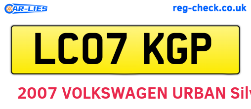 LC07KGP are the vehicle registration plates.