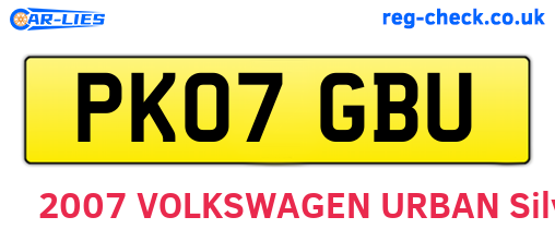 PK07GBU are the vehicle registration plates.