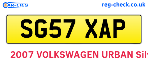 SG57XAP are the vehicle registration plates.