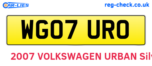 WG07URO are the vehicle registration plates.