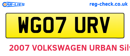 WG07URV are the vehicle registration plates.
