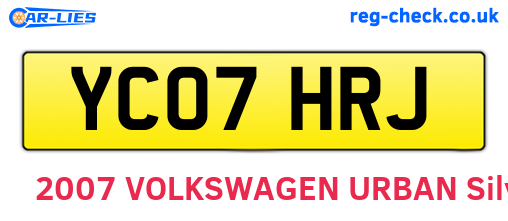 YC07HRJ are the vehicle registration plates.