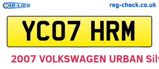 YC07HRM are the vehicle registration plates.